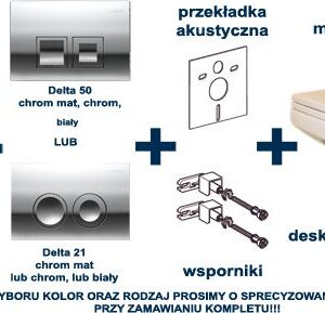 CaroCaro WC stelaż GEBERIT DUOFIX BASIC (kpl. wsporniki + mata) + przycisk DELTA 21/DELTA 50 KOLOR/RO BASIC719